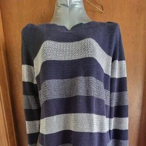 Market & Spruce XL Navy and White Crewneck Sweater/Tunic Long Sleeve